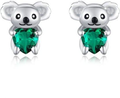 S925 Sterling Silver Tier Ohrringe Fledermaus Kolibri/Motten/Hai Ohrstecker Hypoallergen Tier Geschenke für Frauen Schwester Geburtstag Weihnachten (Koala Ohrringe)