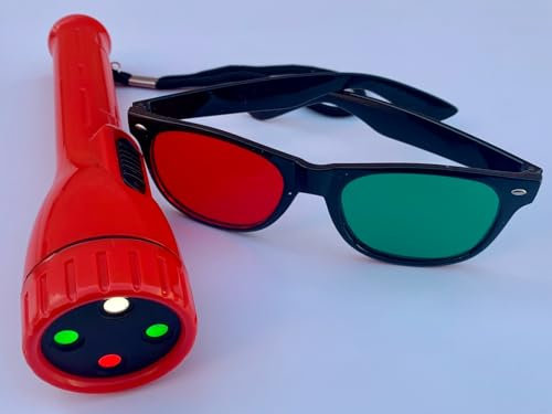 4-Punkt-Taschenlampe mit Farbbrille, Rot und Grün