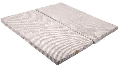 MEOWBABY Krabbelmatte Baby – 120x120cm Spielmatte Baby Faltbar – Weiche Baby Play Mat & Babymatte für sicheres Spielen – Bodenmatte Kinder, Cord, Ecru