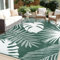 Capslpad Waterproof Leaves Outdoor Rug 245x305cm Reversible Lightweight Plastic Straw Rug Recycled Portable RV Travel Rugs Picnic Blanket Mat for Garden Backyard Camping BBQ Deck Beach, Dark Green