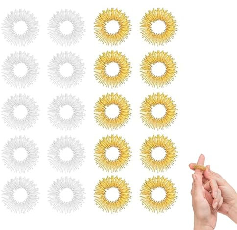 MEXRUMI Packung Mit 20 Massage-Ringe Für Finger Akupressur Finger-Massage-Ring Anti Stress Wellness-Massage Für Entspannung Jugendliche Erwachsene Angst Stressabbau (10 Gold + 10 Silber)
