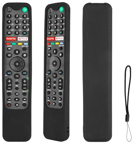 Custodia per Telecomando in Silicone Compatibile Con Sony Smart TV RMF-TX500E RMF-TX520U RMF-TX600E RMF-TX500U RMF-TX520E RMF-TX621E Telecomando Vocale Copertura Protettiva Antiurto Con Nero e Cordino