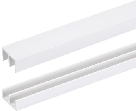 sourcing map Lot de 2 rails de porte coulissante en plastique blanc, rail de fenêtre coulissante en verre pour panneaux de 6,35 mm d'épaisseur, pour portes d'armoires en verre de placard (91 cm de