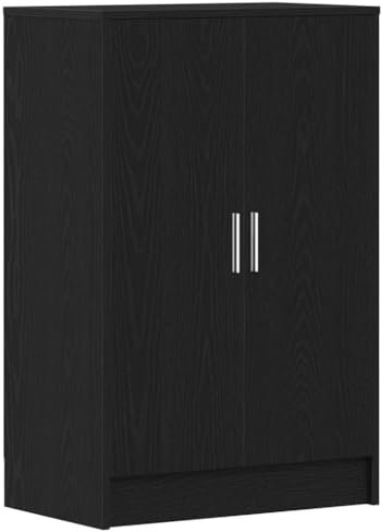 vidaXL Schuhschrank Schwarz Eichen-Optik 60x35x92 cm Holzwerkstoff, Schuhregal, Schuhablage, Schrank Schuhe, Schuhe Aufbewahrung, Schuhaufbewahrung