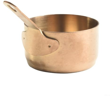 Niceminiwall Mini Saucepan Copper Gravy Pot With Handle Small Cooking Pan 100ml, Stockpots Sauce Pan 1pcs Cup Kitchen Milk Pot for Restaurant Home Kitchen(Bronze S)