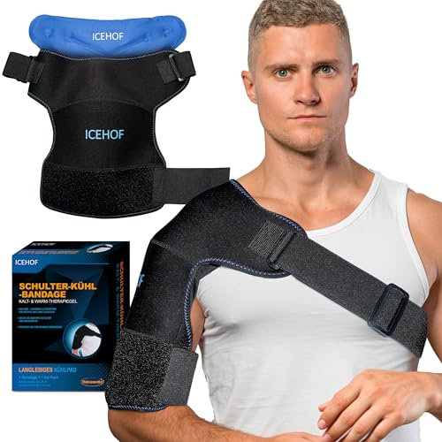 ICEHOF Bandolera con compresa de refrigeración, almohadilla de refrigeración para hombros, almohadilla de refrigeración para hombre y mujer, vendaje de refrigeración para hombro y hombro