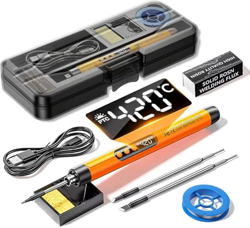 Cordless Soldering Iron,Portable Rechargeable Cordless Soldering Iron Kit With 1000mah And Three Iron Tips,Adjustable Temperature 300℃ To 450℃, Electric Usb Soldering Irons Pen For Repairing Of Safety