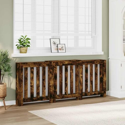 AJJHUUKI Radiator Cover Smoked Oak 205x21.5x83.5 cm Engineered Wood
