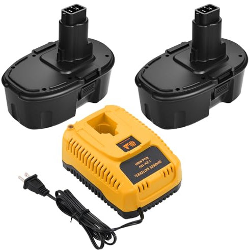 2-Pack 4500mAh Ni-Mh Replacement for Dewalt 18V Battery and DC9310 Charger Compatible with Dewalt 18 Volt XRP Batteries DC9096 DC9098 DC9099 DW9098 DW9095 DW9096 DW9099 DE9039 DE9095 DE9096 (Black)