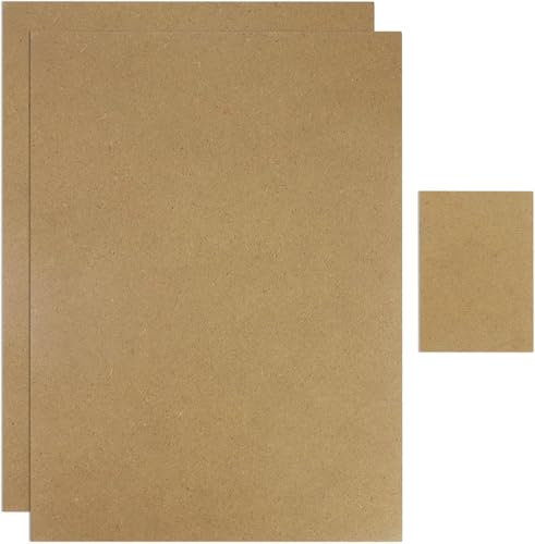 2 Stück A3 MDF Holzplatten zum Basteln, 2mm Mittlere Dichte Fiberboard Holz Blatt Holzbretter MDF Platten für Lasergravur, Malerei und Dekor (42 x 30cm), mit 1 Stück 5-Zoll-Bastelholzbrett