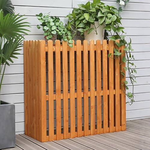 TRAGLO Outdoor Air Conditioning Cover Solid Wood Air Conditioner Fence Screen for Outside Units Durable Wooden Plant Stand Decorative(Wood,85x35x84cm)