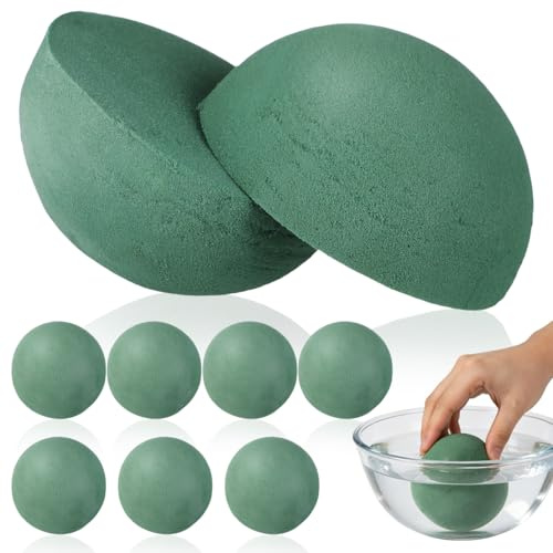 Angoily 9Cm Runde Steckschaum Kugeln 8 Stück Nass Floristischer Schaum Für Blumenarrangements Hochzeit Tischdeko DIY Wasserabsorbierender Steckschwamm
