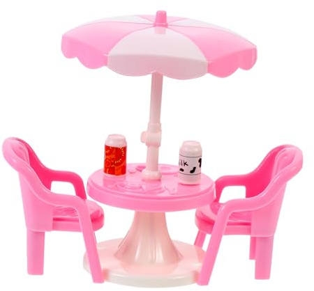 HONITANO 2 Sätze Miniatur Strandstuhl Abs Mini Liegestuhl Sonnenschirm Puppenhaus Deko für Puppen und Miniaturräume Zufällige Farbe Zufällige Farbe