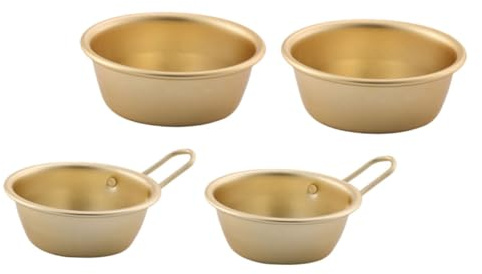 VERDANVERSE 4 pezzi Ciotole Dorate per Vino di Riso e Zuppa Ciotole in Alluminio Resistenti Odori Adatte Bevande Calde e Fredde per Cucina Coreana e Insalate