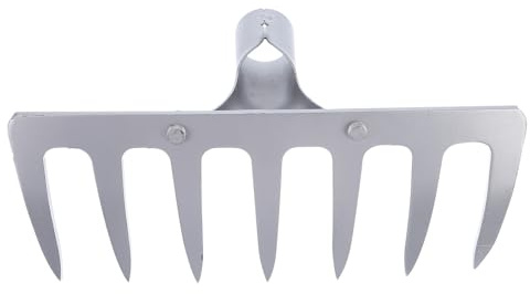 SEWACC Multifunktionaler Gartenrechen aus Eisen 7 Zinken ohne Griff Robuster landwirtschaftlicher Rechen zum Lockern und Rechen für Garten Hof und Bauernhof