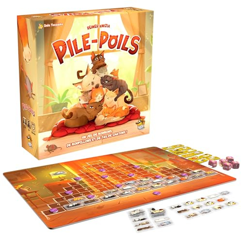 LUCKY DUCK GAMES - Piles Poils – Jeu de Société Familial Stop ou Encore avec Dés et Chats – Jeu de Stratégie Amusant pour Enfants dès 7 Ans – Aidez Mémé et Empilez Les Chats – 2 à 4 Joueurs