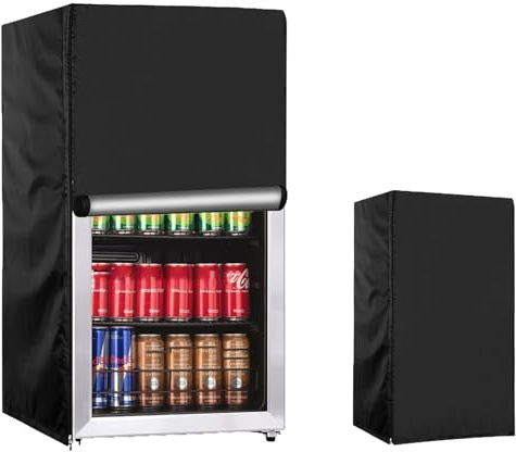 EASTLOONG Drinks Fridge Cover, Outdoor Refrigerator Cover, Waterproof Fridges Covers for Outdoor Indoor, Black (56x59x87cm)