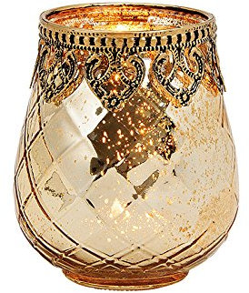 G. Wurm Windlicht Marokko aus Glas, Metall Gold (B/H/T) 9x10x9cm