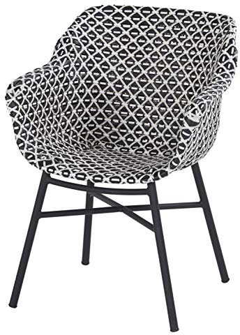 Hartman Delphine Esszimmerstuhl, Aluminium Künstliches Korbgeflecht, schwarz/weiß, 63x61x83,5