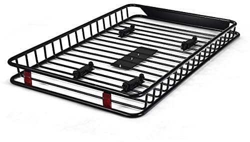 COSTWAY Roof Rack Basket, Steel Rooftop Cargo Carrier Tray with Wind Shield, Universal Car Top Luggage Holder for SUV Truck, 75kg/113kg Capacity (Expandable Design, 116-162x99x15cm, 113kg Capacity)