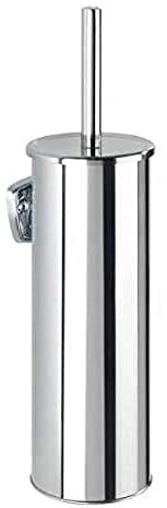 WENKO Brosse WC Mod. Basic fermée | Support brosse WC en acier inoxydable pour montage mural | DIM (l x h x p) 10 x 37,5 x 10,5 cm | Design brillant et noir haut de gamme