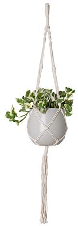 Artevasi Macrame Plant Hangers, Indoor and outdoor Wall Hanging Planters, Handmade Cotton Rope, Flower Pots Holder Stand, Single Spiral Knot (White, 39 inch)