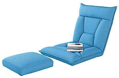 WUTONG Stressless Lehnstuhl und Fußschemel Klappbarer Bodenstuhl Fenstersitzkissen Gepolsterte Rückenlehne, 5 Farben