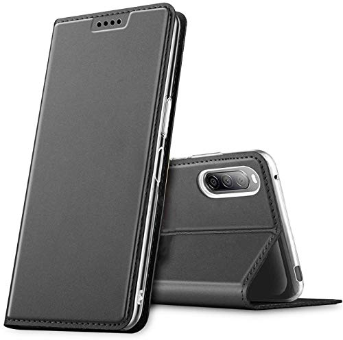 Verco Handyhülle für Sony Xperia 10 III, Premium Handy Flip Cover für Sony 10 III Hülle [integr. Magnet] Book Case PU Leder Tasche, Schwarz