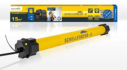 Schellenberg 21241 Motore tapparelle elettriche con radio nuova generazione, Maxi Premium 40 Nm, fino a 15 m² di superficie, per albero da 60 mm, 868.4 MHz, set completo compreso il cuscinetto a muro
