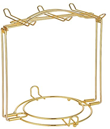 Ztexkee Portabicchieri in metallo per tazze da tè staccabili Portabicchieri e piattino in oro Organizzatore di stoccaggio per piano di lavoro Organizer per asciugatrice Decorazione con gancio per 6