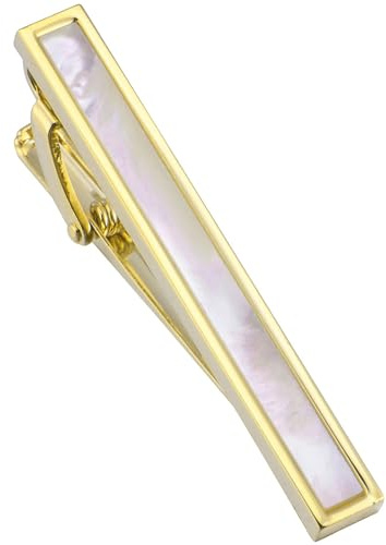 Jonwo Perlmutt 4.5cm Krawattennadeln und Manschettenknöpfe für Herren | Herren Krawattenklammer Manschettenknopfsets für normale Krawatten Jubiläum Hochzeit Party Büro formelle alltägliche Anlässe