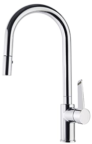 Ramon Soler - Grifo de Fregadero de Cocina Monomando con Caño Alto extraíble Cromado con Sistema S2 de Ahorro de Agua