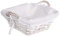 HERSIG - Cesta de Mimbre | Cesta Decorativa con Forro Cuadrado con Asas Color Blanco - 22x22x8cm