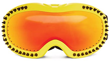 Bling2o Kids Ski Goggles Black Spike Lime Yellow UV Protection Anti-fog REVO Lens Helmet Compatible