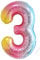 Geburtstag zahlen luftballon 3 jahre | Folienballon 3 XXL Kindergeburtstag Deko Regenbogen Farbverlauf-Riesen Folienballon in 40 - 101cm Geburtstagsdeko - Ballon Zahl Deko zum Geburtstag-Helium