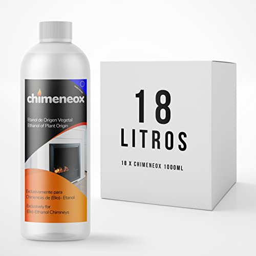 Caja 18 Botellas de 1 litro Bioetanol 96% Origen Vegetal para chimeneas