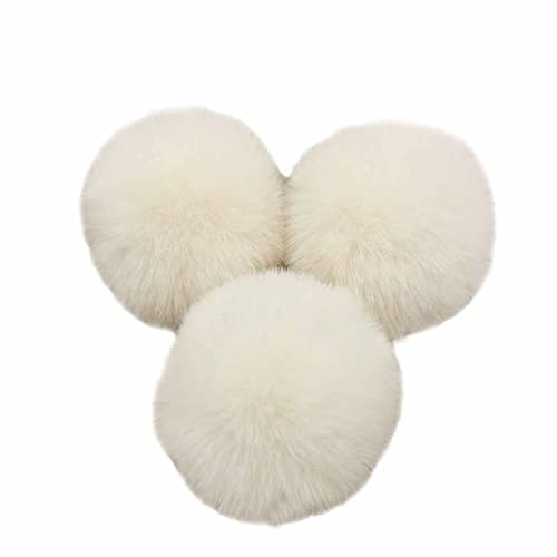 10 STK 6cm Pompons Kunstfell Kaninchenfell Fellbommel,Kunstpelz Pom Pom Ball Plüschbälle Bommeln für DIY Handwerk Mützen Anhänger Dekoration Damen Mädchen Taschenanhänger Schlüsselanhänger,Beige