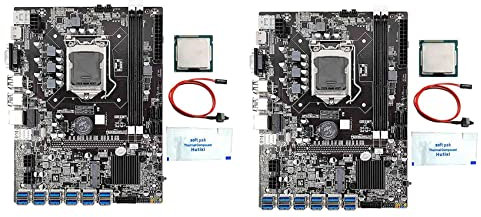 KVSERT 2 x B75 BTC Mining Motherboard mit G530-G630 CPU + Thermofett + Schalterkabel 12 USB 3.0 Slot DDR3 DIMM RAM 3.0