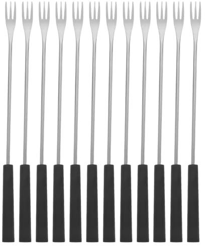 Kichvoe 12 Pack Stainless Steel Fondue Forks, 3 Prong Long Handle