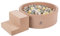 KiddyMoon Velvet Aire De Jeux en Mousse avec Rond Piscine À Balles pour Enfants Piscine (200 Balles), Rose des Sables: Pastel Beige/Gris De Vert/Jaune Pastel/Blanc