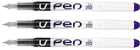 Pilot V-Pen Disposable Fountain Pens Medium Nib Purple Pack of 3aa