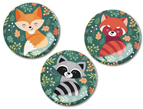 12er Set Magnete mit rotem Panda, Waschbär und Fuchs