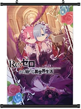 KARMA-X Großes 60x90CM Leben in einer anderen Welt von Null Re Zero Kakemono Rollbild | Anime Manga Stoffposter Wallscroll Poster | Wanddeko Geschenk | Rem & Ram