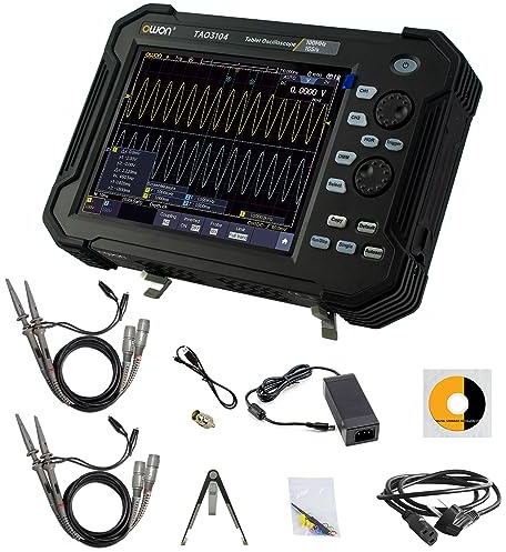 OWON Oscilloscopio Digitale TAO3104, Oscilloscopio a 4 Canali con Larghezza di Banda 100 MHz e Frequenza di Campionamento 1 GS/s, 45.000 wfms/s Velocità di Aggiornamento della Forma D'onda