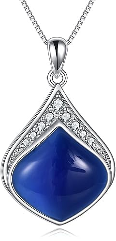 YAFEINI Blaue Kette aus Sterling Silber Blauer Stein Tropfen Anhänger Halskette mit September Geburtsstein Schmuck Geschenke für Damen und Mädchen