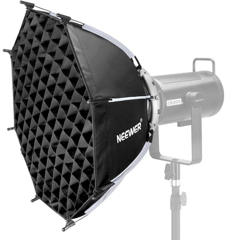 NEEWER 55cm Octagon Softbox, Bowens Mount Achteckige Softbox mit Honeycomb Gitter, Tasche für RGB CB60 CB60B CB200B MS60B MS60C MS150B S101-300W/400W Pro Vision 4 Q4, NS22P