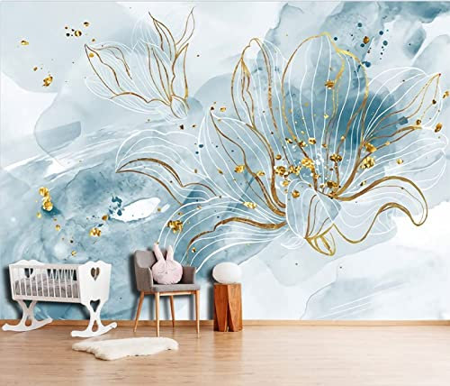 Papier Peint Panoramique Texture D'Encre Bleue 3D Poster Mural pour Salon Chambre Décoration Murale