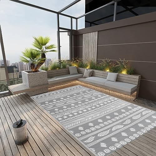 vidaXL Outdoor Teppich grau 190x290 cm PP