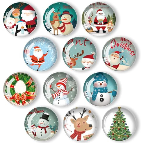 Lukinuo Imán de nevera de Navidad, 12 unidades, pegatinas magnéticas para nevera de Navidad, vacaciones, festival de temporada, imanes para pizarra, oficina, armario, lavavajillas, boletín