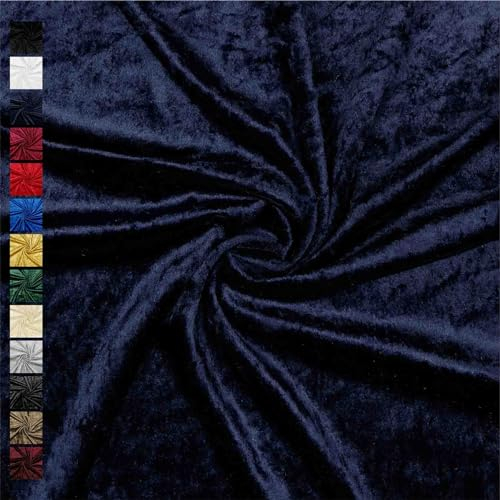 VmG-Store Pannesamt Stoff Meterware | glänzender Stretch Samt 0,5m x 145cm breit für Vorhänge Gardinen Bühne Kostüm Kleid Bekleidung Dekostoff Stoffe zum Nähen und Dekorieren (003 Marine)